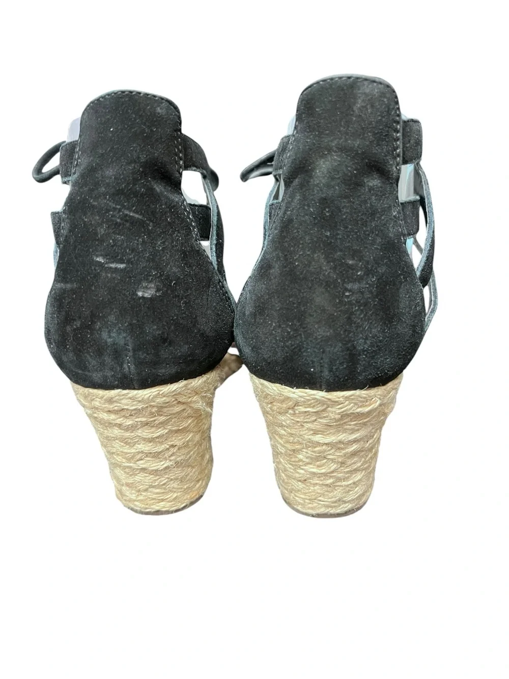 Vionic Calypso black suede espadrille strappy‎ wedge sandal size 8.5